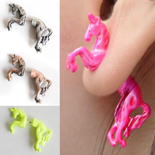 IVYYE Colorful Unicorn 3D Fashion Anime Cartoon Earring Cute Animal Stud Earrings For Women Girls Kids Jewelry XMAS New Gift
