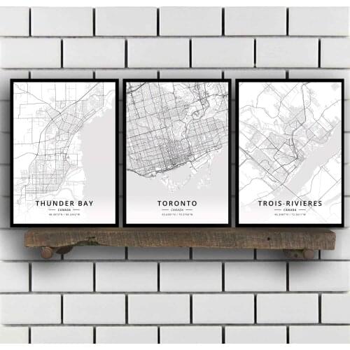 Thunder Bay Toronto Trois-Rivieres Vancouver Victoria Winnipeg Canada Map Poster