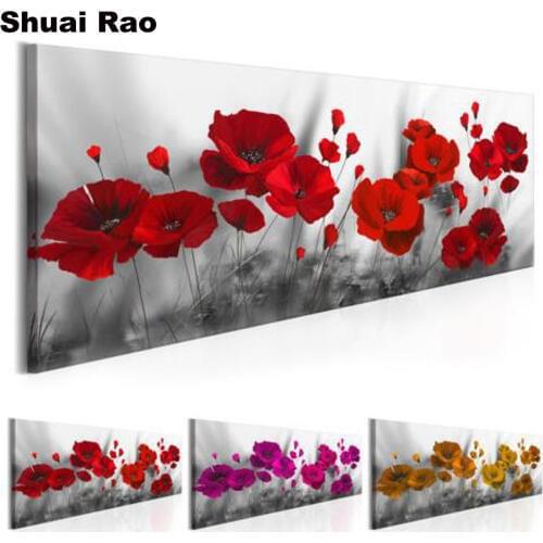 Large size poppies flower 5d diy Diamond painting 3d diamond mosaic Diamond Embroidery full drill square rhinestones art,decor