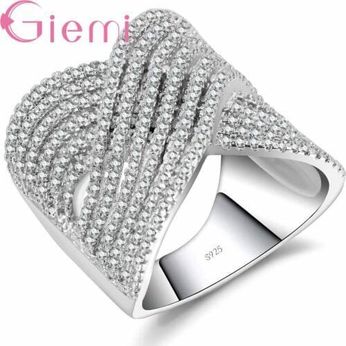 925 Sterling Silver Beautiful Sweet Letter Pattern Crystal Rings Party Shopping Jewelry For Fashion Girls Wholesale