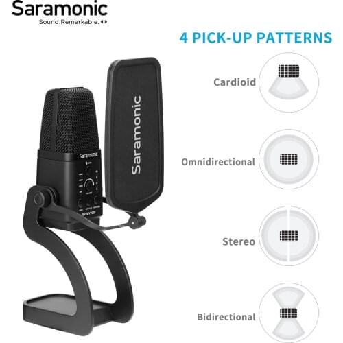 Saramonic SR-MV7000 condenser USB microphone & XLR 3.5mm headphone monitor jack for recording conference live-streaming