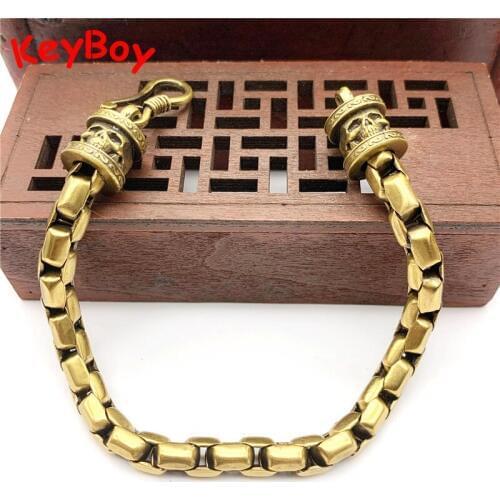 Brass Chain Skeleton Knight Bracelet Handmade Antique Copper Crafts Snake Link Chains Cuff Bracelets for Women Punk Men Bangles