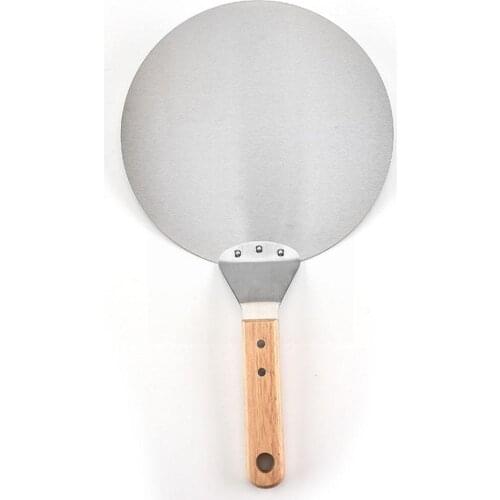 Pizza Peel Shovel with Wood Handle Kitchen Round Steel Blade Paddle Tray Oven Cake Pizza Transfer Bakers F2X6