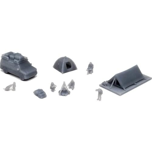 Outland Models Military Scenery Structure Outdoor Campsite Set with Van & People 1:220 Z Scale