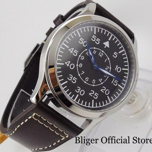 Sterile Men Watch Automatic Movement Glass Back 21 Jewels MIYOTA 8215 Luminous Marks Leather Band