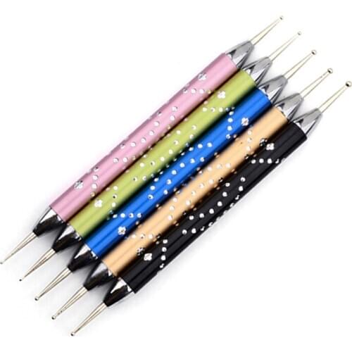 5 Pieces 2 Ways Nail Dotting Pen Stainless Steel Gel Design Painting Dot Set Salon Manicure Beauty Nail Art Decoration Tools