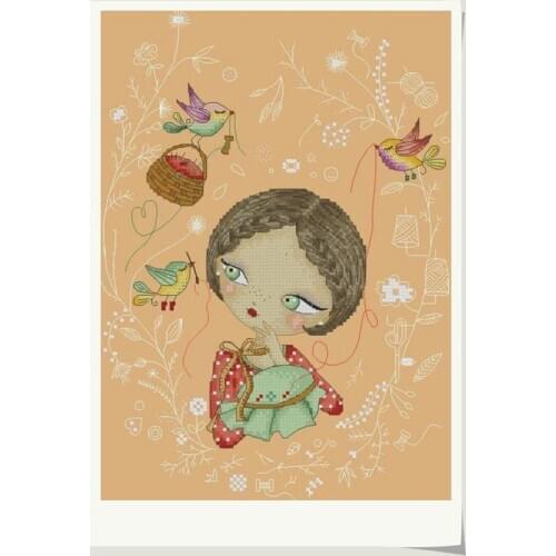 Top Counted Cross Stitch Kit Cross stitch RS cotton with cross stitch Happy Girl Series Embroidery Girls