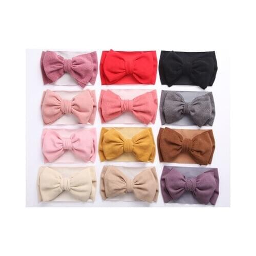 2020 New Arrival Rabbit Plush Turban Fashion Hair Bows Headband For Kids Headwrap Elastic DIY Girls Hair Accessories