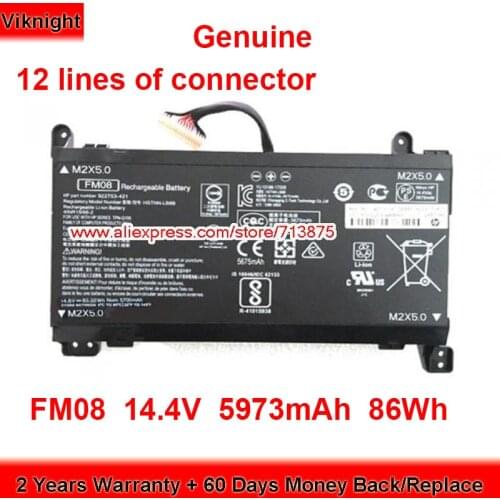 Genuine FM08 Battery 922977-855 for Hp Omen 17-an014ng 17-AN003LA TPN-Q195 922753-421 Laptop 14.4V 86Wh