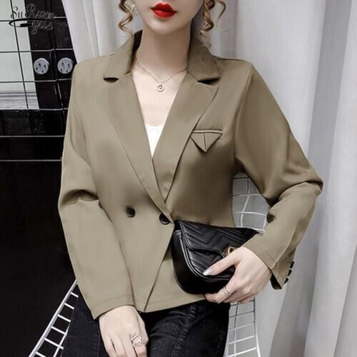 2020 Autumn Ladies Formal Suit Womens Coat Long Sleeve Foreign Fashion Slim Suit Jacket Double Breasted Jacket Coat 12282