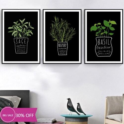 Christmas Decoration Canvas Painting Picture Decoration Poster Kitchen Office Wall Potted Green Plants Home Decoration