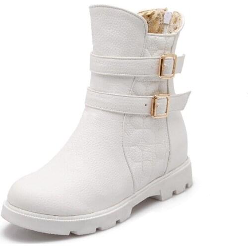 Big Size boots women shoes ankle boots for women ladies boots shoes woman winter Solid color round head back zipper