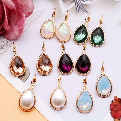 Teardrop Earrings Glass Stones More Colors Party Modern Gift