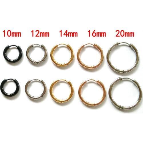 5 color 6 size lot PunkRose Gold Silver Blue Rainbow Stainless Steel Earrings Huggie Simple Style Circle Earring Women Man