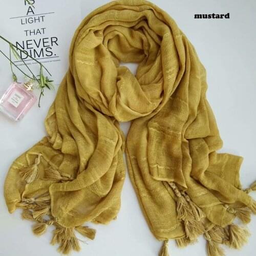 2019 Newest Women Plain Color Hollow Out Tassel Scarf 8Colors 10pcs/lot