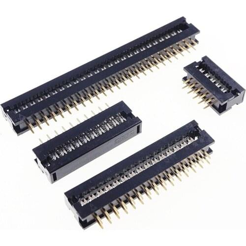 50 pcs DIP Plug FD Connector 2.0 mm Pitch 6 8 10 12 14 16 18 20 24 26 30 34 40 50 60 Pin IDC Adapter Flat Cable 1.0mm transition