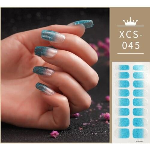 Blue Shiny Twinkle Manicure Decoration Nail Tape Last Update Full Cover Nail Stickers Glitter Gradient Color Nail Stickers