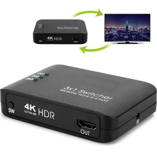 SOONHUA HDMI 2.0 Switcher Splitter Adapter Switcher With USB Cable Remote Controller LED Indicator For 4K HDTV Monitor Projector