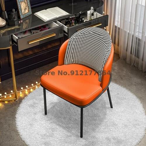 Light luxury home bedroom back chair makeup chair net red ins chair minimalist houndstooth dressing chair dining table desk stoo