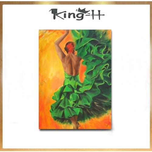 Dancing and sexy characters hand-painted oil painting canvas of modern household adornment wall beautiful girl dressed in green