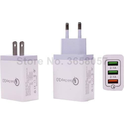 New Qc3.0 Fast Usb Wall Travel Charger Quick Charge 3.0 Multi Usb Phone Charger 3Ports Portable Fast Charger EU/US Version