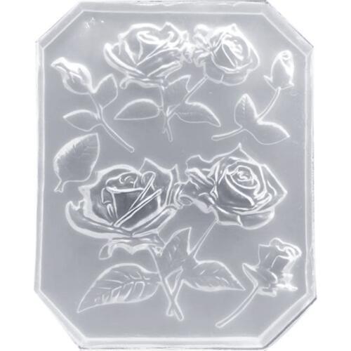 Mirror DIY Handmade UV Crystal Epoxy Mold With Leaf Big Rose Jewelry Pendant Accessories