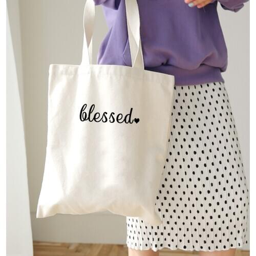 Women Canvas Tote Bag Shoulder Bag Concise Letter Print Cat Cloth Bags Ladies Duty Black White Fashion Kpop Handbag Shopping