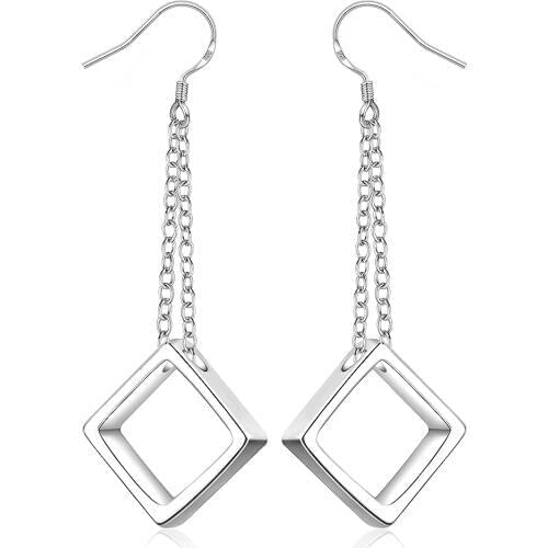 Hot Classic style 925 sterling silver ear hook fashion modern spring sterling silver chain box earrings professional women