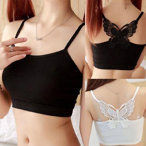 2021 New Cute Butterfly Sexy Underwear Prevent Exposed Lace Wrapped Women Chest Black White Brassiere Bra for Girls Bandeau Tub