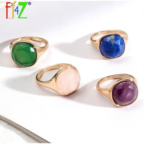 F.J4Z Trend Ring for Women 2021 New Cutted Top Natural Stone Rings Lady Special Anniversary Gifts подарок девушке