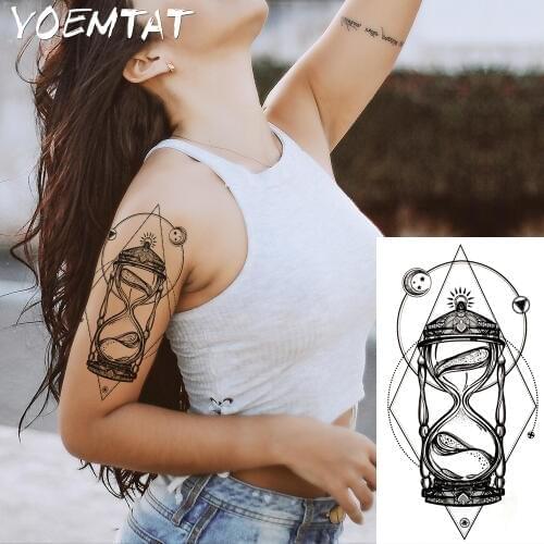 1PC Light Hot Black White Large Flower Henna Temporary Tattoo Black Mehndi Style Waterproof Tattoo Sticker