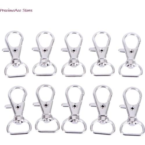 10Pcs Silver Swivel Lobster Clasp Clips 35mm Key Hook Key Ring Keychain Split Findings Clasps For Keychains Making