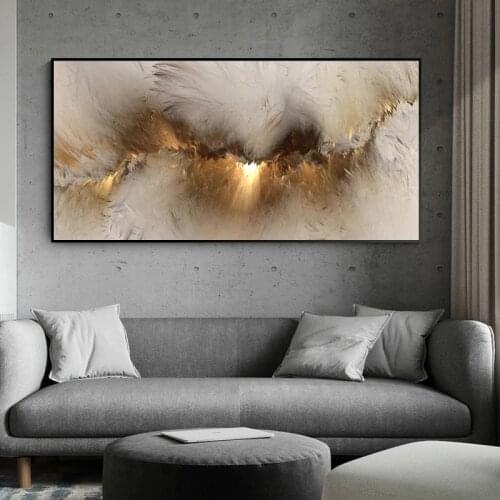 Abstract Grey Yellow Cloud Canvas Painting Think Independe Prints and Poster Cuadros Wall Art Picture for Living Room Home Decor