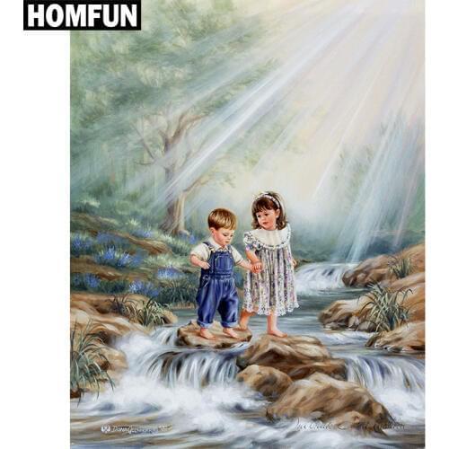 HOMFUN Full Square/Round Drill 5D DIY Diamond Painting "Girl stream" Embroidery Cross Stitch 5D Home Decor Gift A06370