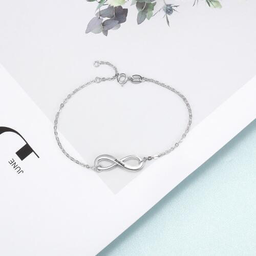 Free Engraving Infinity Bracelet for Women Adjustable Silver Hand Chain Bracelets & Bangles Femme Jewelry