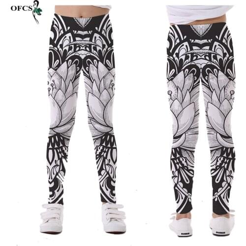 Kids Unique Design Basics Pant New Spring Girls Elastic Legging 5-12Years Slim Trousers Printed Stretch Pants Children Clothing