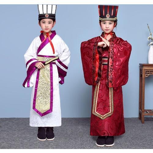 Children Hanfu Clothes Qing Dynasty Costume Chinese Traditional Costume Children Ancient Prince Stage Performance Robe with Hat