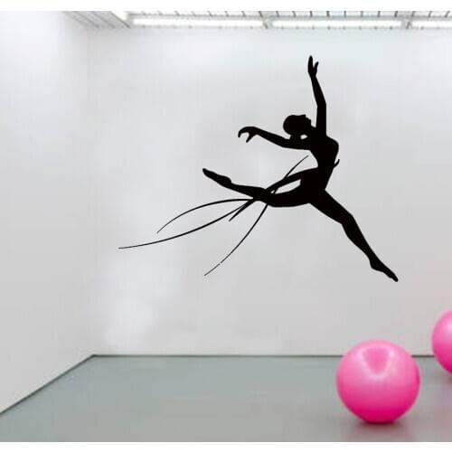 Gymnast Girl Wall Decal Sport Jumping Gymnastics Vinyl Window Sticker Dance Room Girls Bedroom Interior Decor Art Wallpaper