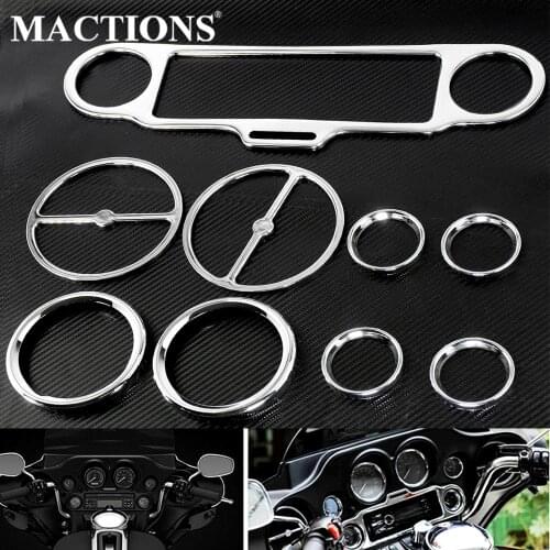 Motorcycle Chrome Speedometer Bezels Speaker Stereo Accent Trim Ring Horn Cover For Harley Touring Electra Street Glide Trike