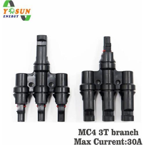 Solar Connect 3T 3 Branch Solar Panel Cable AC/DC Branch Connector Splitter Adapter IP67 Connector M/F Cable Connectors