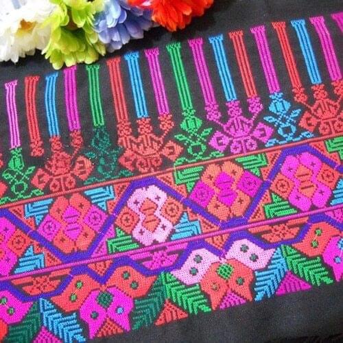 Miao cross stitch crochet fabric lace sewing trim 30cm dress collar ribbon tape webbing ethnic tribal nepal thai india boho DIY