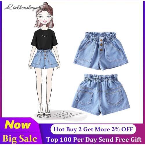 Summer Fashion Short For Girl Princess Shorts Pants Pocket Kids Short Denim Shorts For Girls Children Pants Girls Clothing 2-12Y