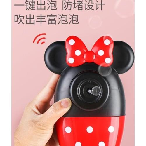 Disney girls red Minnie Camera Bubble Blowing Machine Toys with box Mickey Electric Music Light Summer Outdoor kids Toys