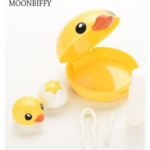 Cute Mini Eyewear Accessories Cartoon Duck Design Contact Lens Box Case Holder Container Case