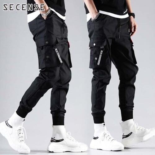 Men Fashion High Street Jeans Joggers Casual Cargo Pants Light Blue Sweatpants Trousers Drawstring Jeans Denim Trouser 2021 Fash