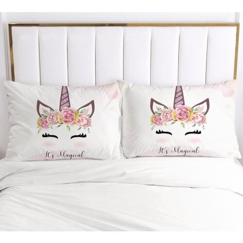 3D Crown Unicorn 2PCS Pillow Cases Cartoon Decoration Throw Pillow Cover Bedding PillowCase For Children Kids Baby 50x80 50x70