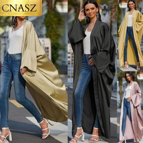 New Arrivals Abaya For Ladies Tunic Solid Color Cardigan Dress Womens Robe Dubai Abaya Middle East Fashion Kimono Ladies Abaya