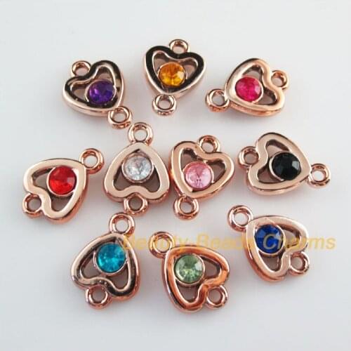 30 New Charms Mixed Acrylic UV Heart KC Gold Color Pendants 16x22mm