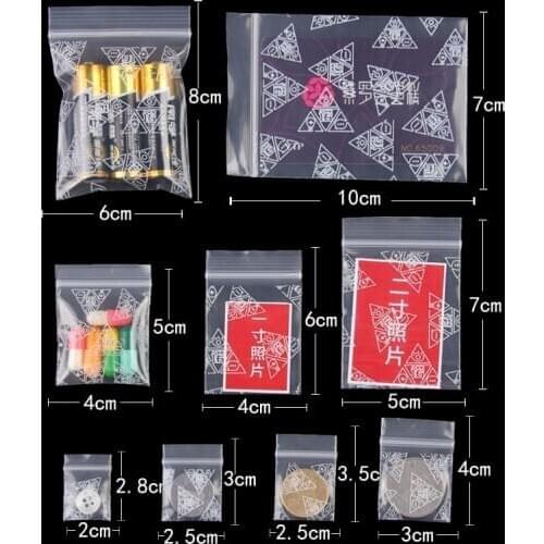 Zipper plastic bag 100 pcs/set 0.2 mm colorful pattern storage bags Thickness Jewelry Zip Zipped Lock Reclosable Plastic Poly