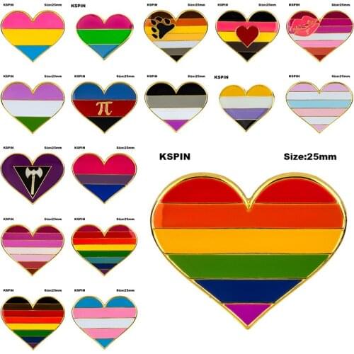 Rainbow Heart Shaped Badge Symbol Pin Metal Badges Decorative Brooch Pins for Clothes Brooch Jewelry